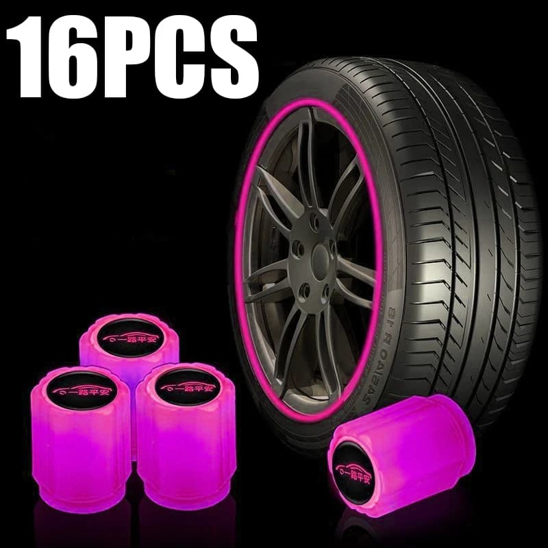 Tappo valvola luminoso per pneumatici per auto Copertura antipolvere rosa viola Ruote universali per bicicletta per moto Stelo per cerchioni Cappucci luminosi notturni
