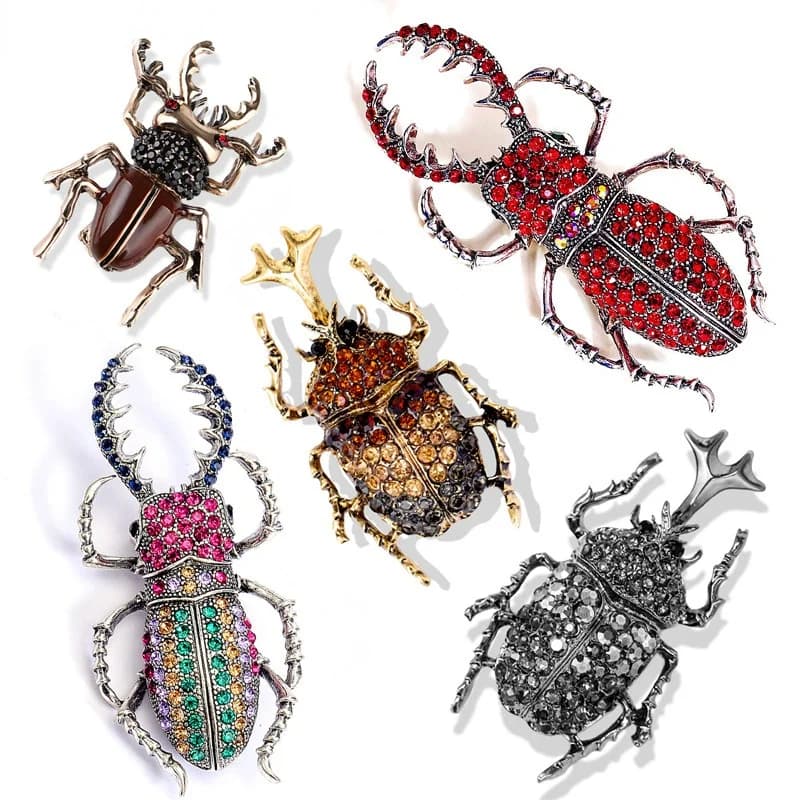 Spilla smaltata di scarabeo di fascia alta Spilla con strass Spilla per insetti Spille e spille per animali Accessori per clip per borsa per sciarpe