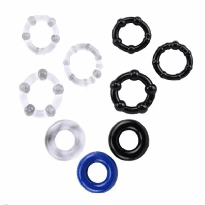 Set di 3 anelli per pene in silicone resistente, anelli con perline per ritardare l'eiaculazione, anello per erezione duratura, sex toys per uomini adulti