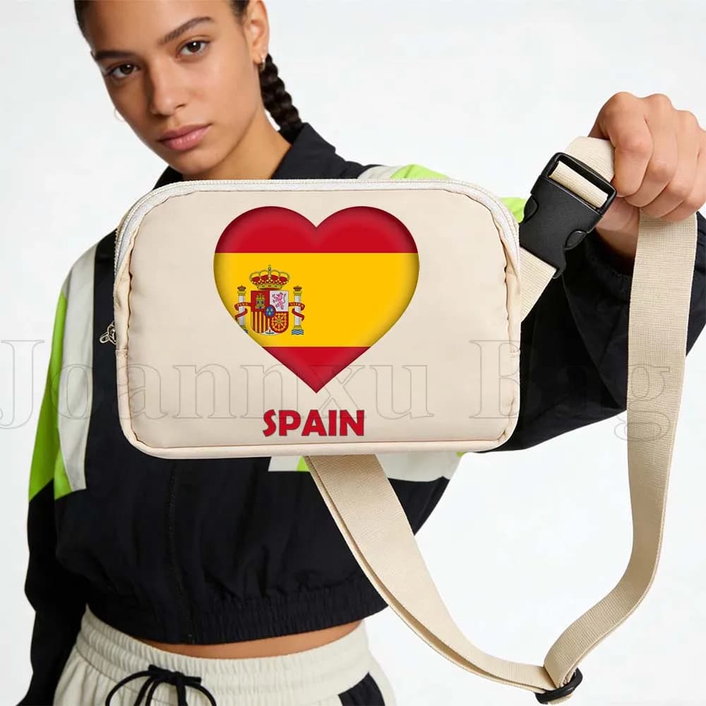 Waterproof Sports Waist Bag with Spaniard Heart Flag, Running Waist Bag, Portable Cellular Bag for Cycling, Gym and Jogging