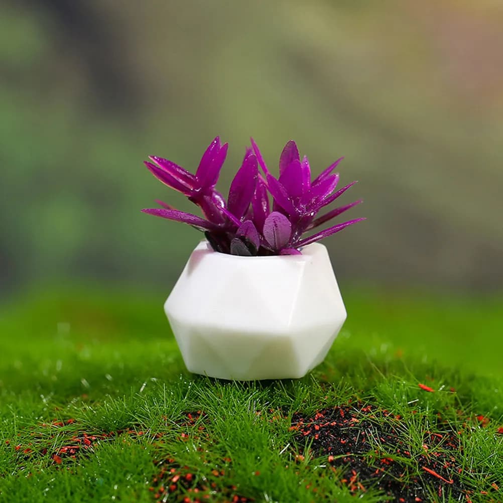 8Pcs Mini Bonsai Ornament Resin Artificial Potted Plant for Dollhouse Miniature Garden Tiny House Desktop Decor Home Office