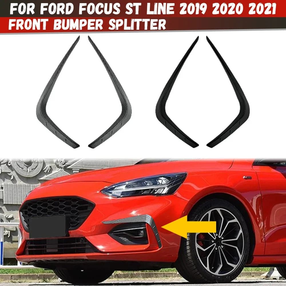 Front Bumper Splitter For Ford Focus ST Line 2019-2021 Fog Light Eyebrows Spoiler Decorative Trim Tuning Diffuser Body Kits