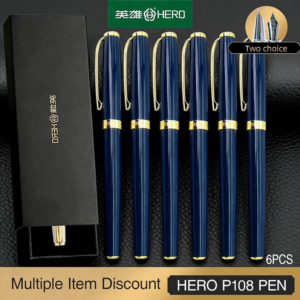 HERO BRANK P108 Set di penne stilografiche colorate con pennino in iridio da 0,5 mm per la pratica di scrittura degli studenti, confezione regalo di forniture per ufficio scolastico SENZA INCHIOSTRO