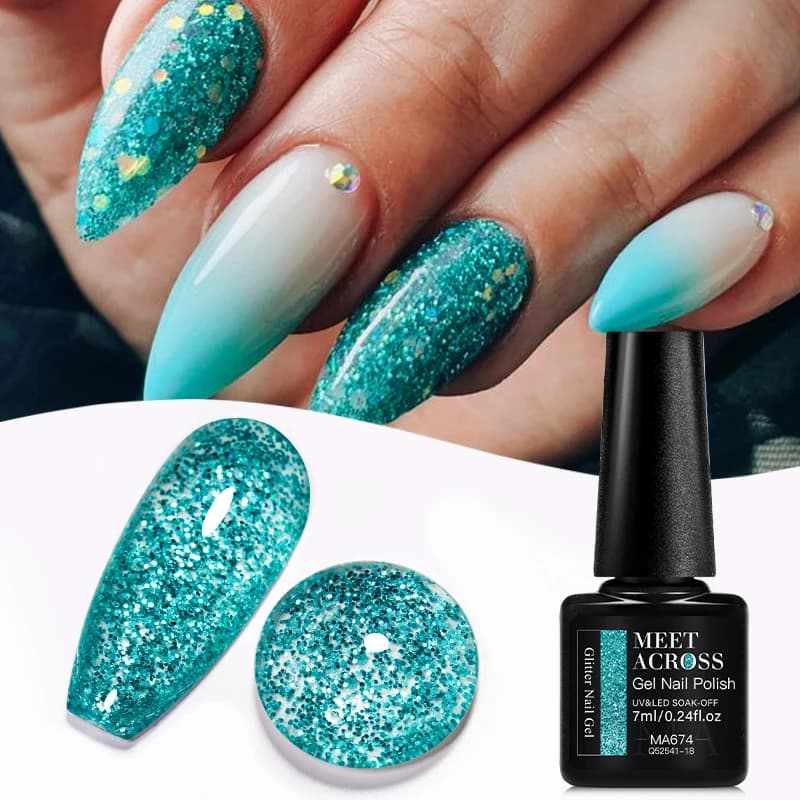 7ml Glitter Paillettes Gel Smalto per unghie Sprakle Gliter Semi Permanente Soak Off Nail Art Gel UV Smalto Per L'estate Manicure Unghie FAI DA TE