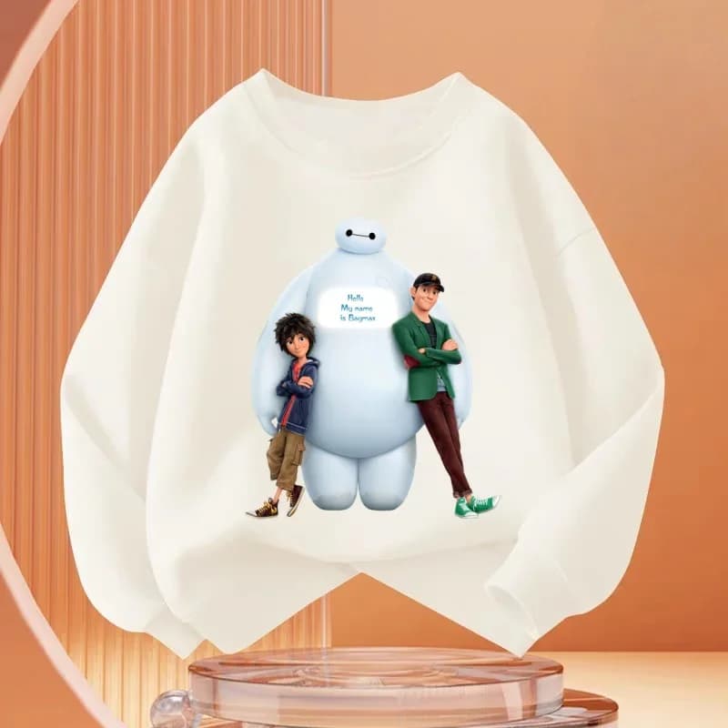 Felpa girocollo casual per bambini con personaggi classici di Big Hero 6