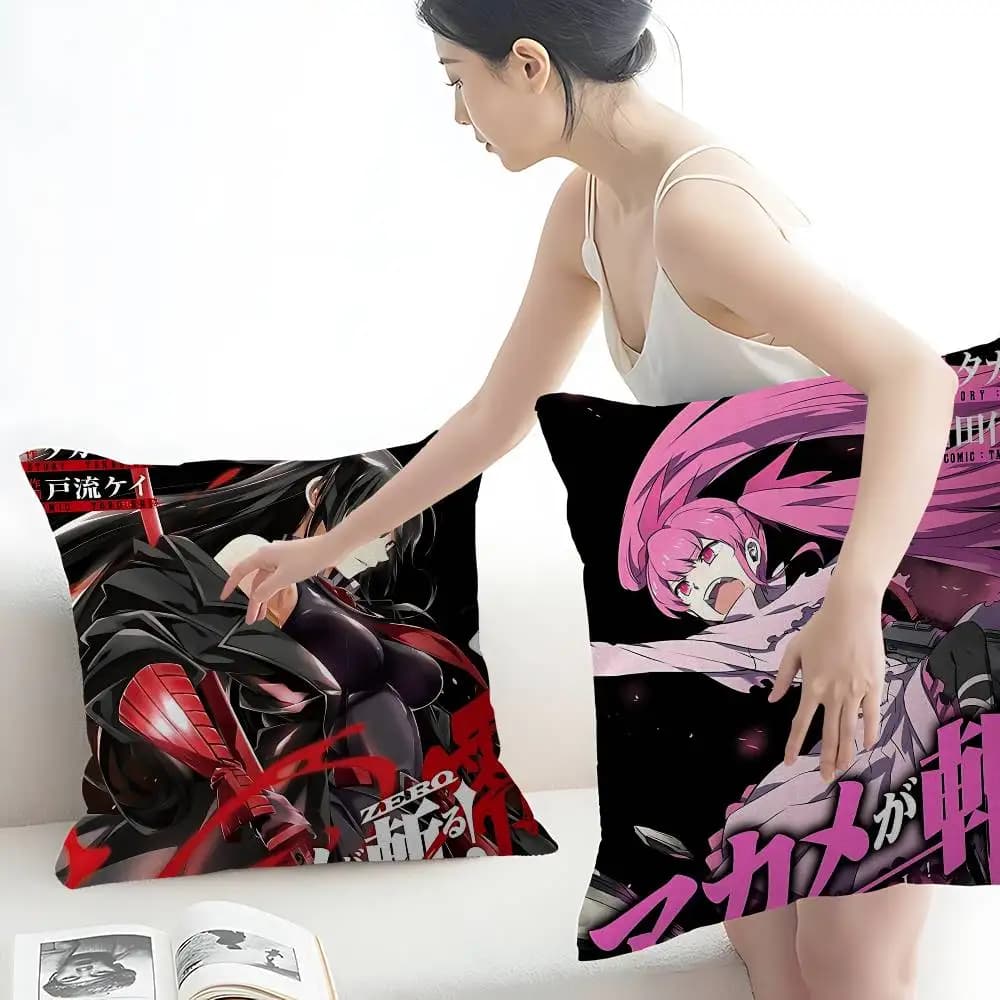 Battle Adventure Manga A-Akame Ga K-KILL Fodera per cuscino da 10 pollici, decorazione rustica per la casa, fodere per cuscini decorativi per divano