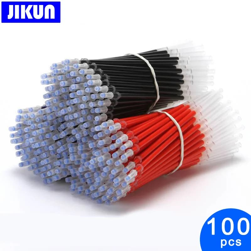 100PCS Gel Pen Refill Students supplies Black Blue Red ink Color 0.5mm Ballpoint pen Bullet Tip School Office Stationery