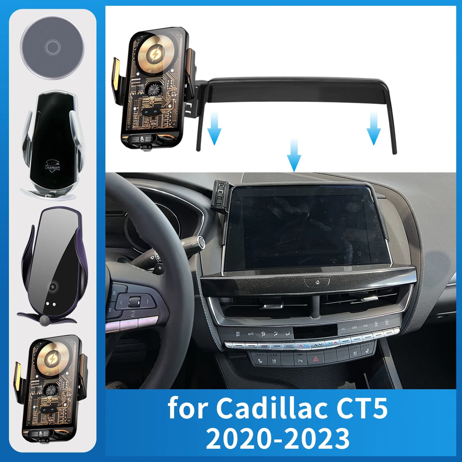 Supporto per telefono cellulare per auto per Cadillac CT5 2020-2023 Staffa di ricarica GPS Supporto di navigazione Accessori auto