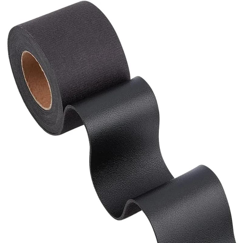 1 roll of black leather strips from 2 "/50 mm 79"/2 m fake grain leather strap 0.07 "/1,7 mm thick flat cord leather rope