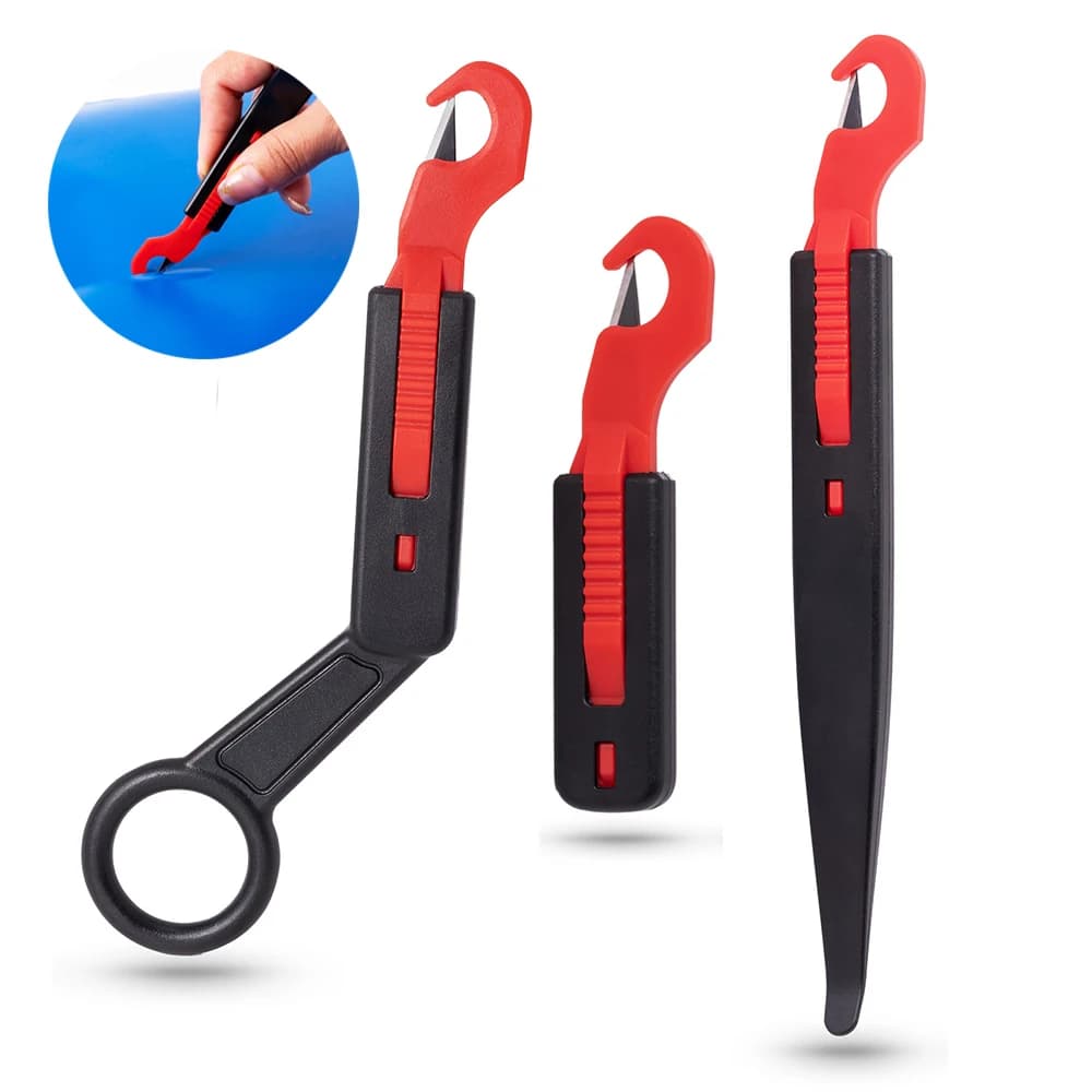 EHDIS Safety Car Vinyl Guard Cutter pellicola in fibra di carbonio Window Tint Sticker Wrapping Knife strumento per tagliare la carta 3 pz/set