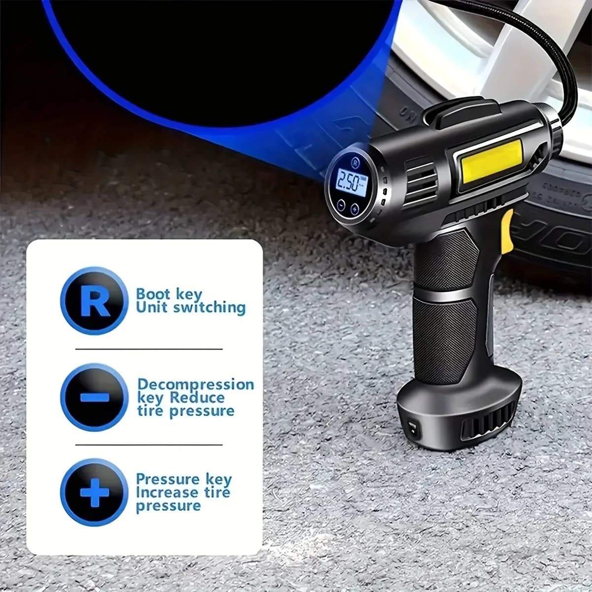 Portable Air Compressor Electric Car Tire Inflator Wireless Air Pump Air Injector LCD Display for Car Bike Motorcycle Tyre Balls