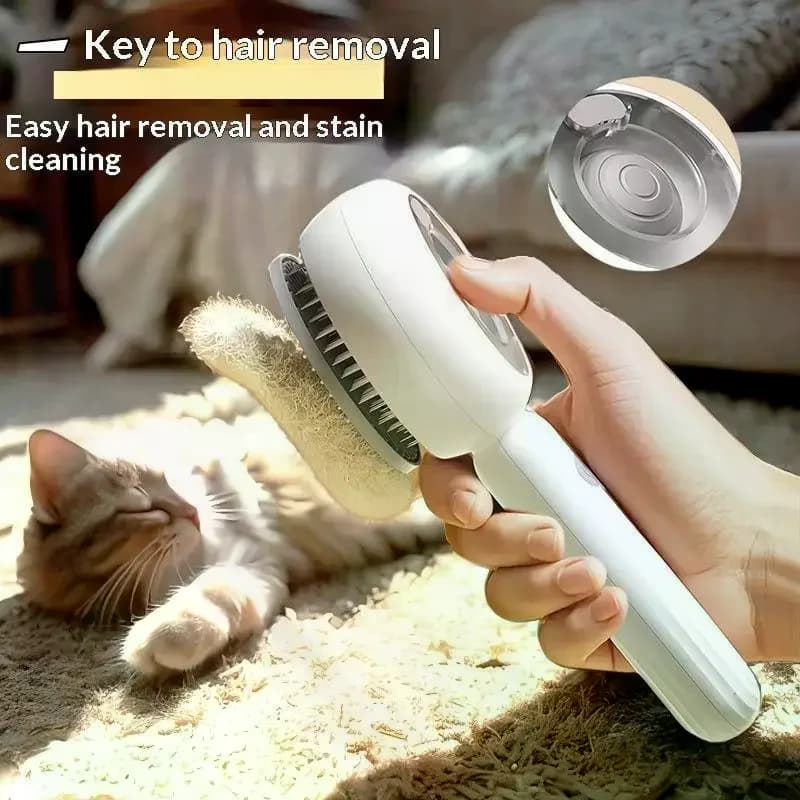 Cat Dog Grooming Steam Brush: 30ML Water Tank 35 Mins Spray Remove Loose Fur Soften Pet Hair
