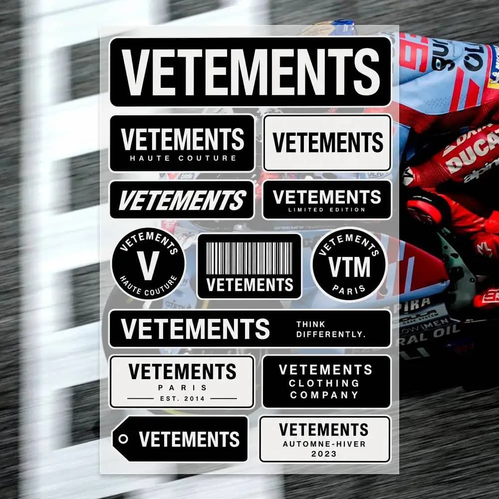V-VETEMENTS Decal Set High Quality Printed and Cut Stickers Motorcycle Sticker