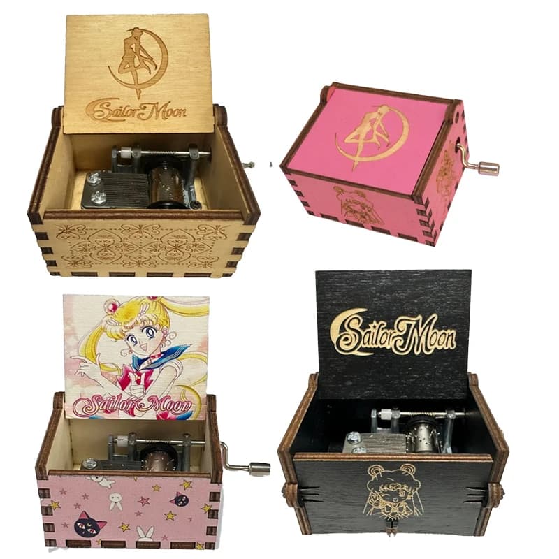 Carillon a Tema Sailor Moon, Ornamenti Musicali in Legno con Manovella, Regali per San Valentino, Compleanno, Festività e Natale