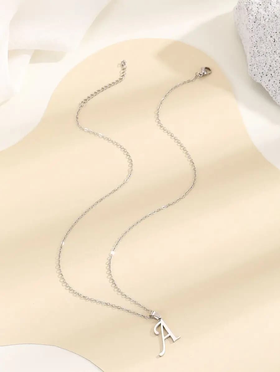 Stainless Steel Letter Pendant Necklace For Adults