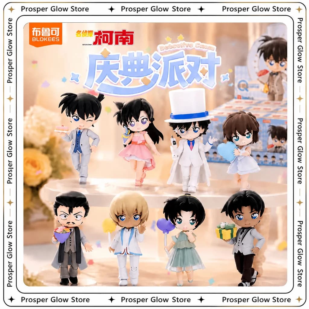 Blokees Detective Conan Q Version Blind Box Figure Collectible Anime Character Model Desktop Decoration For Adult Fans