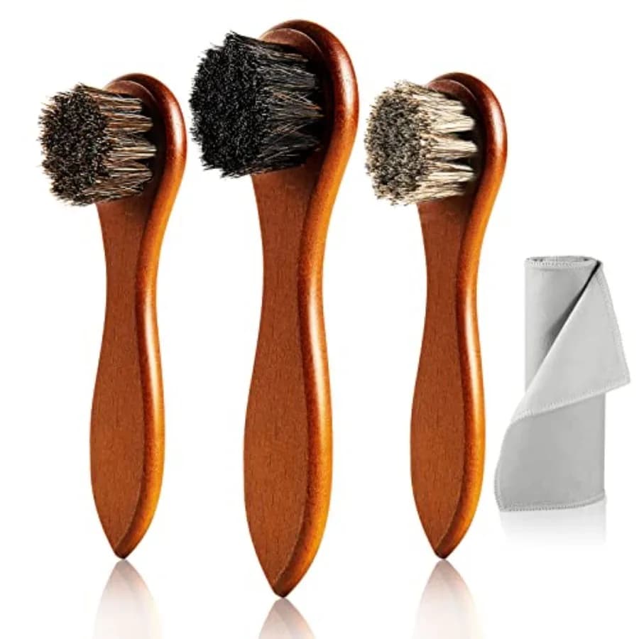 4 pezzi Horse H Spazzola per scarpe Shine Kit Spazzola per lucidare scarpe Scarpe in pelle Spazzole per pulizia stivali Cura Applicatore Dauber pulito