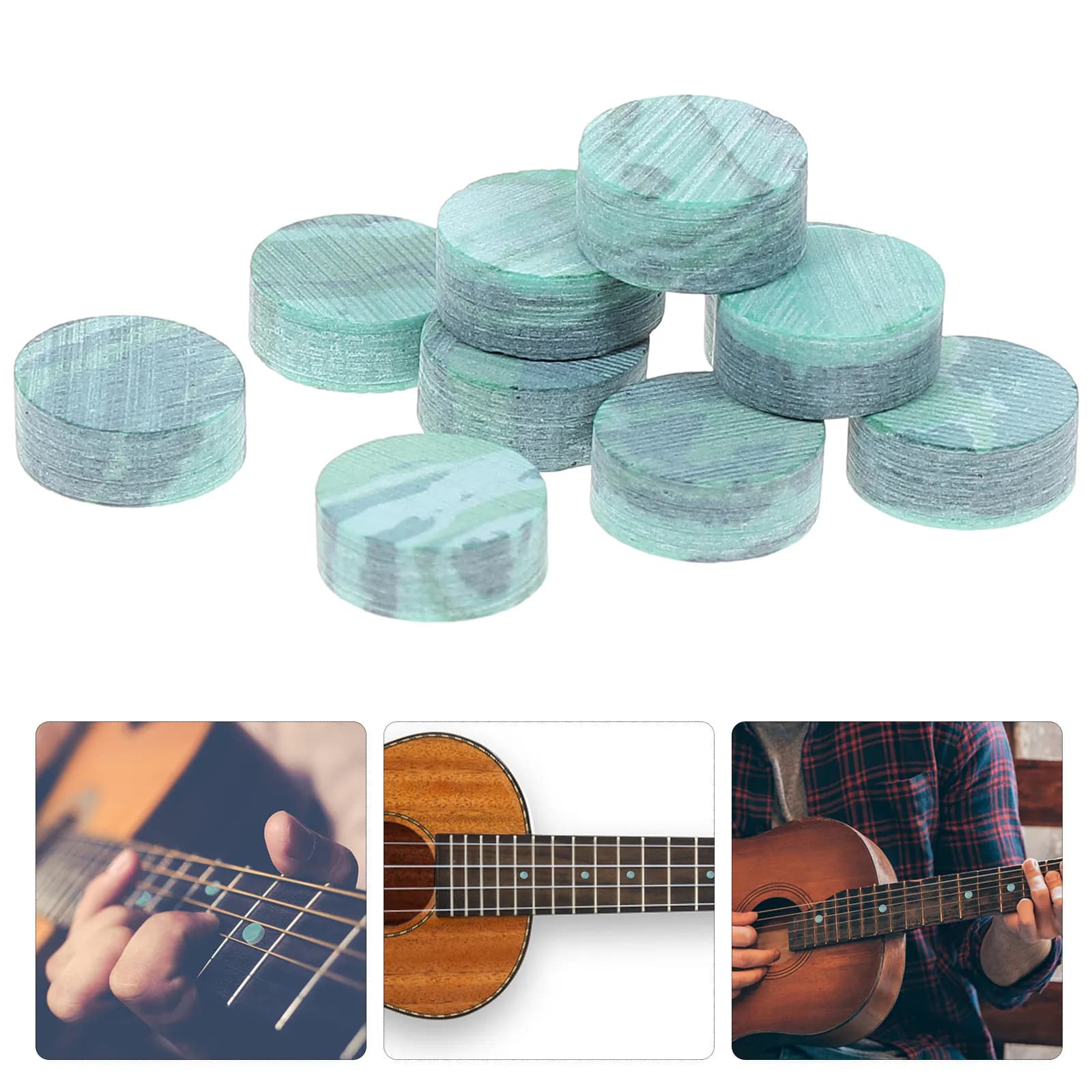 10 Pezzi Punti in Madreperla Professionali per Tastiera, Materiale per Intarsi in Abalone per Chitarra, Mandolino, Banjo, Ukulele Gf44 Verde Scuro