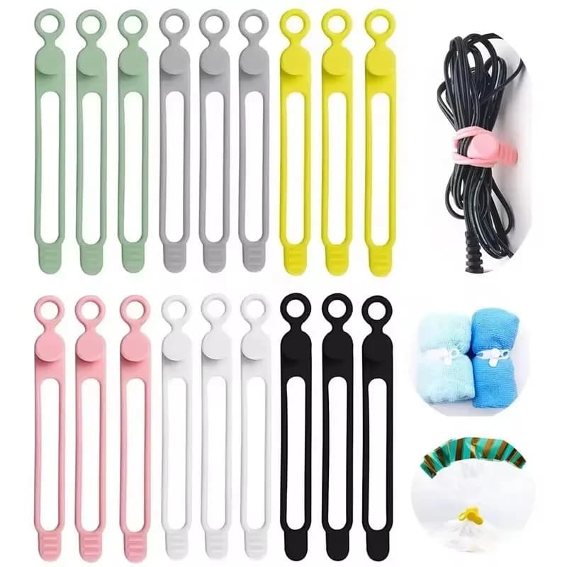 Fascette per cavi in silicone, fascette per cavi riutilizzabili, fascette per cavi, organizer per cavi per cucina, ufficio, scuola, viaggi