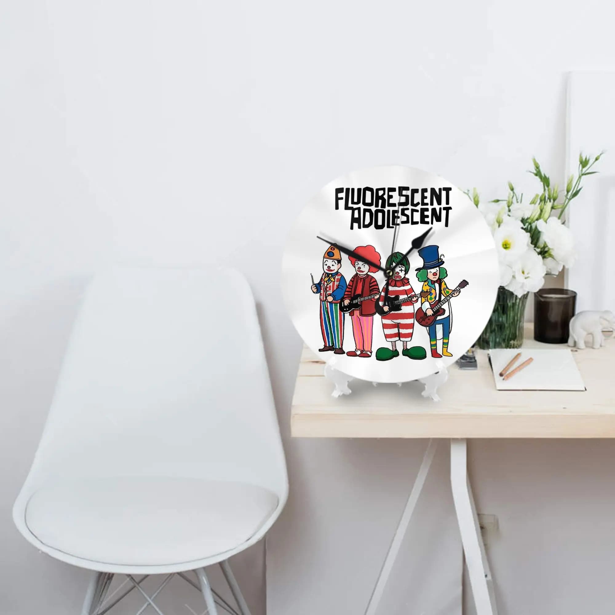 Clown Fluorescent Adolescent Arctic Monkeys Wall clock Decorating room Silent round watch for bedroom Living room Kitchen Home