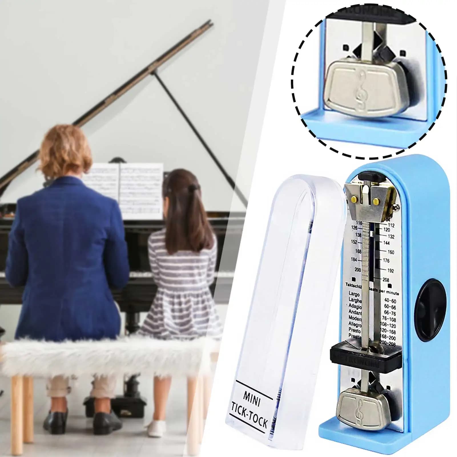 Chitarra professionale metronomo compatto universale in plastica Tick-Tock sintonizzatore casa aula ukulele strumento musicale
