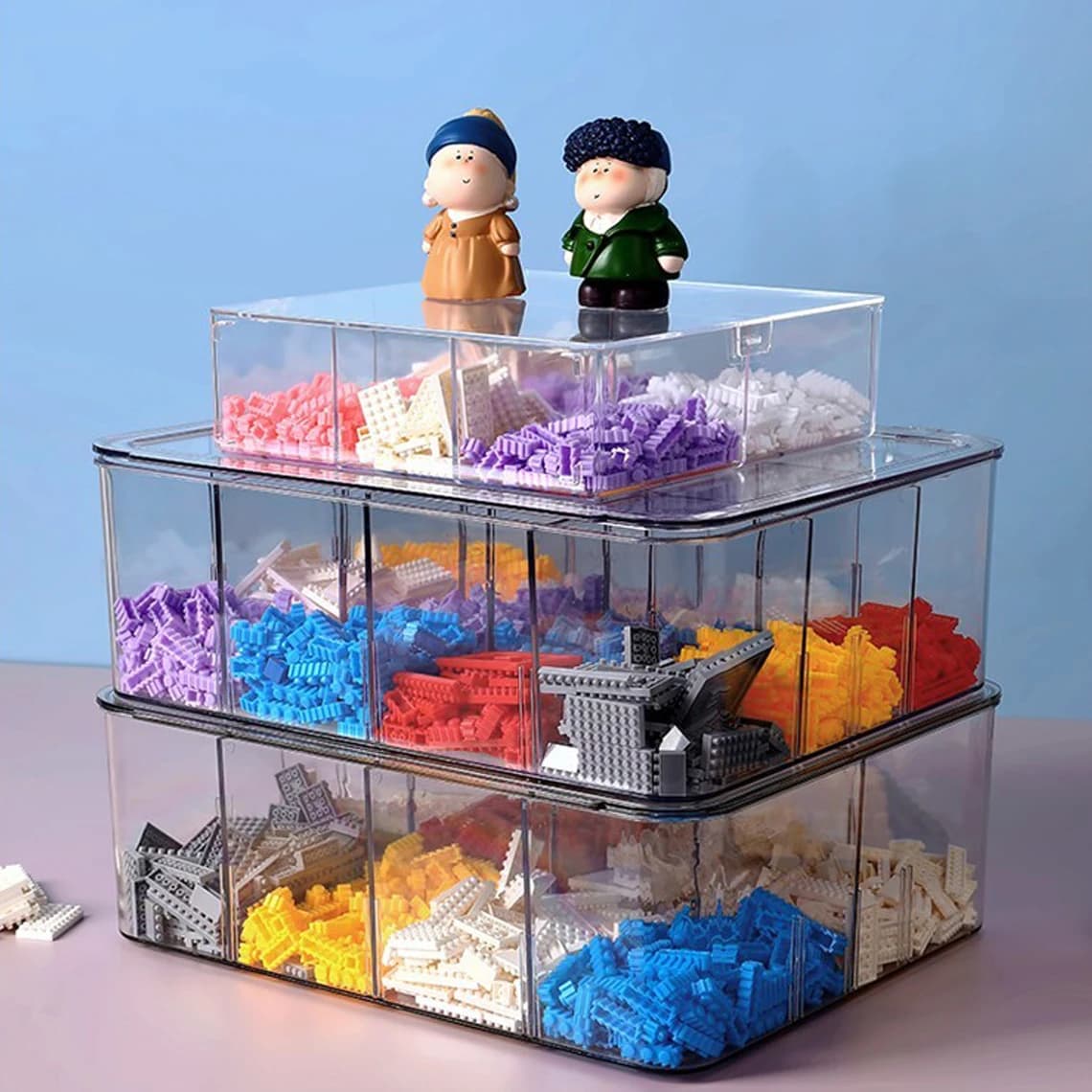 Transparent container for box Organizer with brick partition Lego, toys accessories, jewelry, beads, DIY crafts, fishing gear, screw