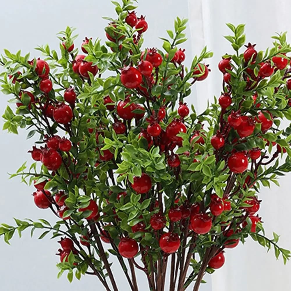 24 Fruit Artificial Pomegranate Branches Plastic Handmade Foam Fruits Branches Elegant Realistic Fake Plants