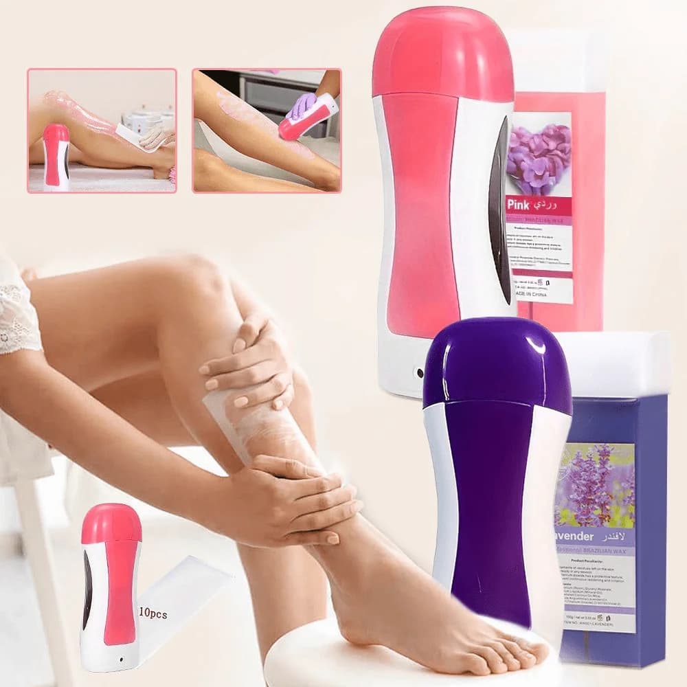 Kit Cera Depilatoria a Rullo, Ricarica Cera Morbida a Rullo per Depilazione, Cartuccia Cera Depilatoria Rosa a Rullo per Donne con Pelli Sensibili