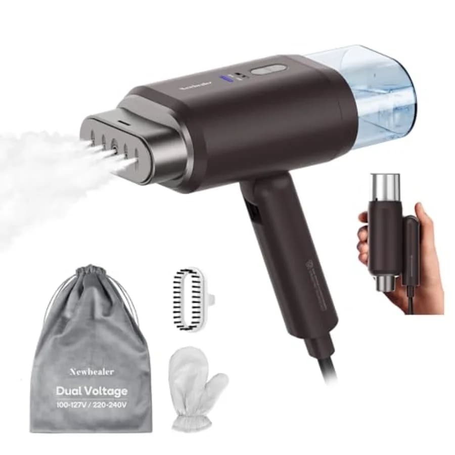 Vaporizzatore Professionale da Viaggio per Affari 1200W ad Alta Potenza, Doppia Tensione 100-240V, Riscaldamento Rapido in 20s per Vestiti, Uso Orizzontale e Verticale