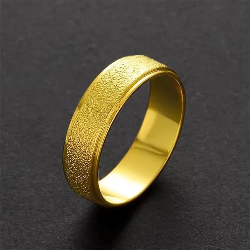Luxury 24K 9999 Pure Gold real gold Men's and Women's Frosted Closed Ring