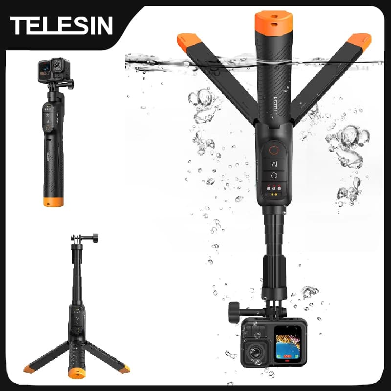 TELESIN 3 in 1 telecomando subacqueo allungabile impermeabile selfie stick treppiede barra di galleggiamento per Gopro Hero 9 10 11 12 13 Max