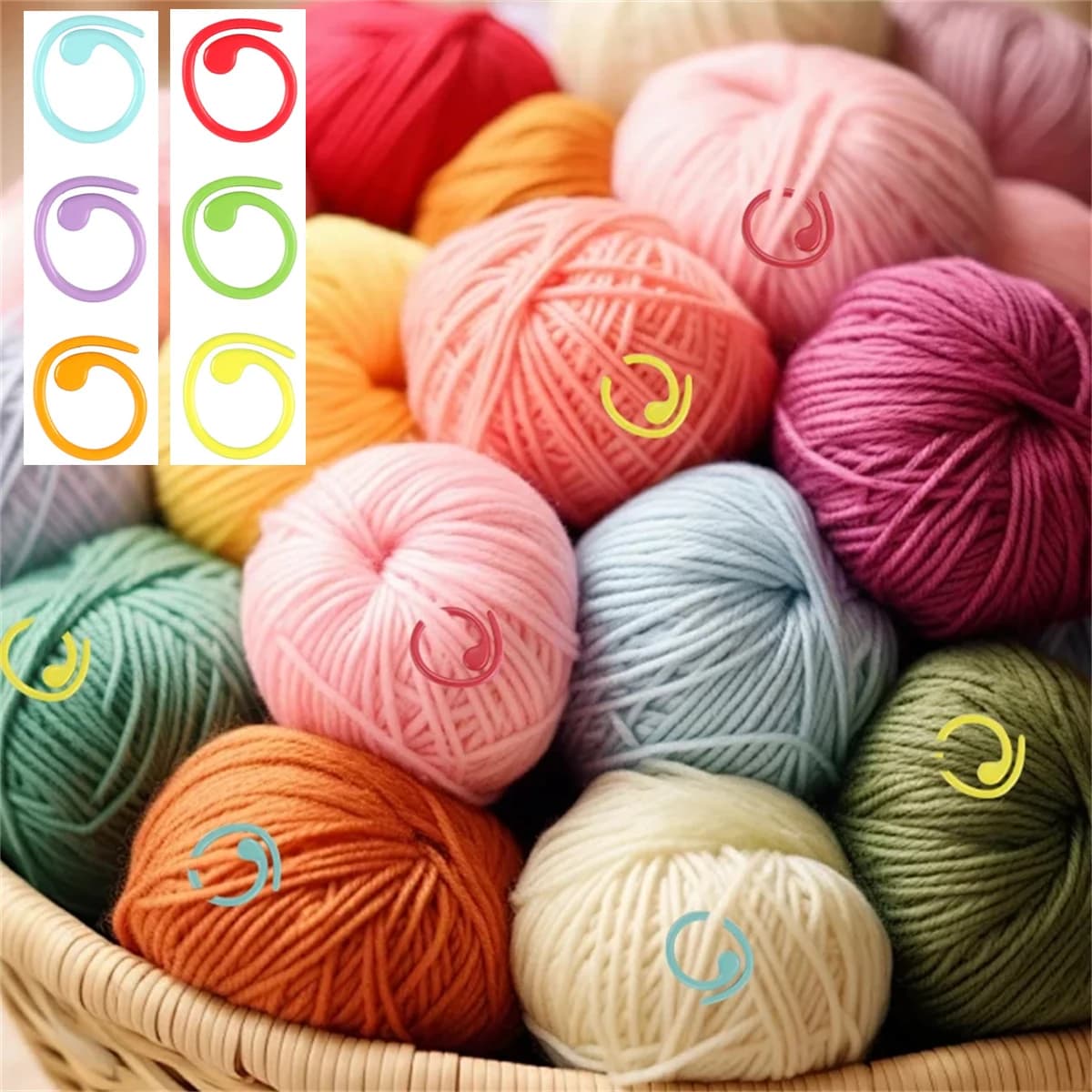 30 pezzi pennarello per punto per maglieria in metallo pennarello a spirale dipinto multicolore fibbia per punto all'uncinetto blocco ago per maglieria clip strumento artigianale