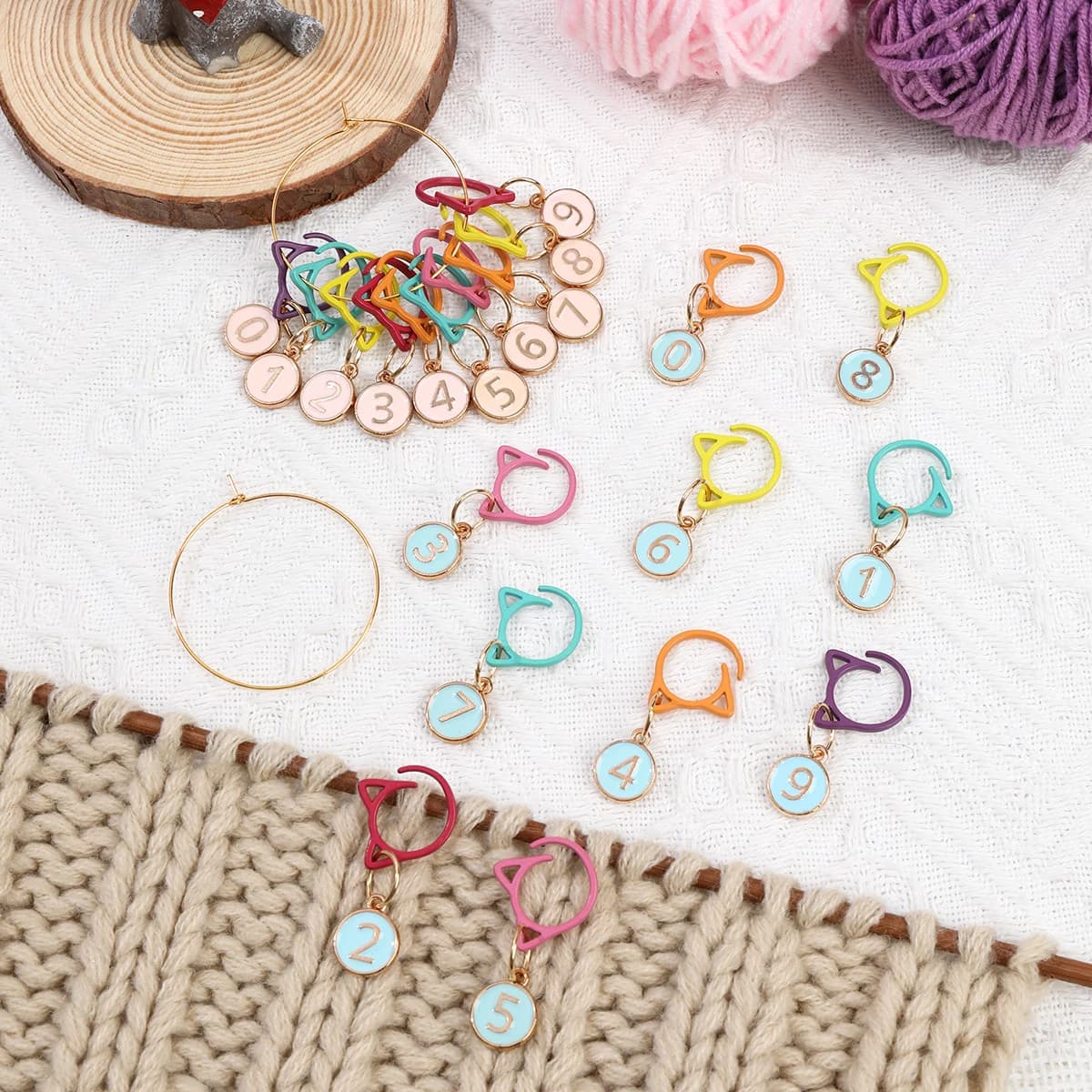 Set da 10 Pezzi di Marcatori per Punto a Coda di Gatto con Numeri da 0 a 9, Clip per Uncinetto, Strumenti per Lavoro a Maglia, Set di Accessori per Cucito Fai-da-Te