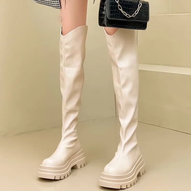 Long boots for women in autumn 2025 new over the knee elastic boots long leg knight boots for women