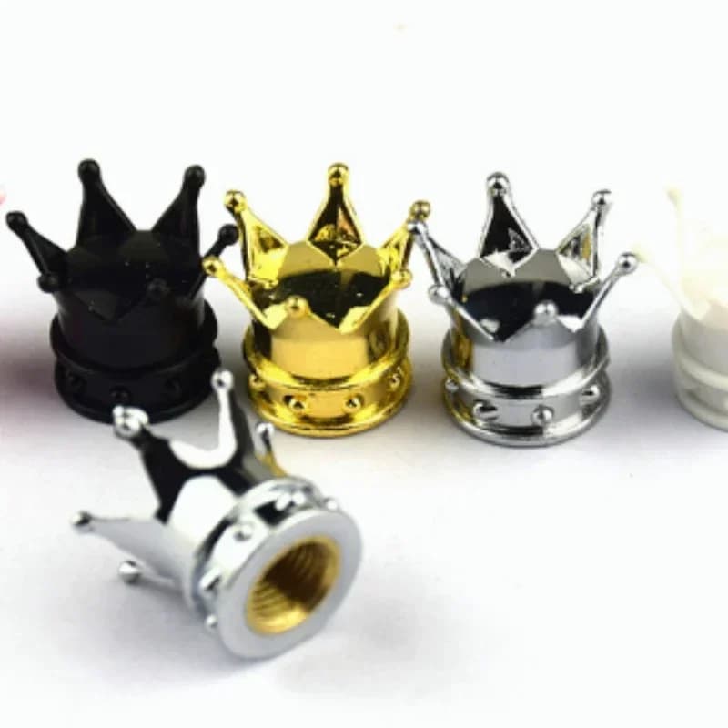 4 Pezzi Tappi Universali a Corona per Valvole Pneumatici Auto, Antipolvere e Impermeabili, Copriruota Decorativi per Auto e Moto