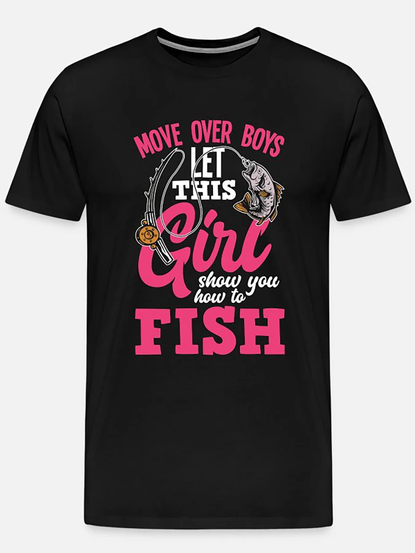 T-shirt grafica da uomo al 100%: design divertente da pesca "Move Over Boys", abbigliamento sportivo casual traspirante e confortevole