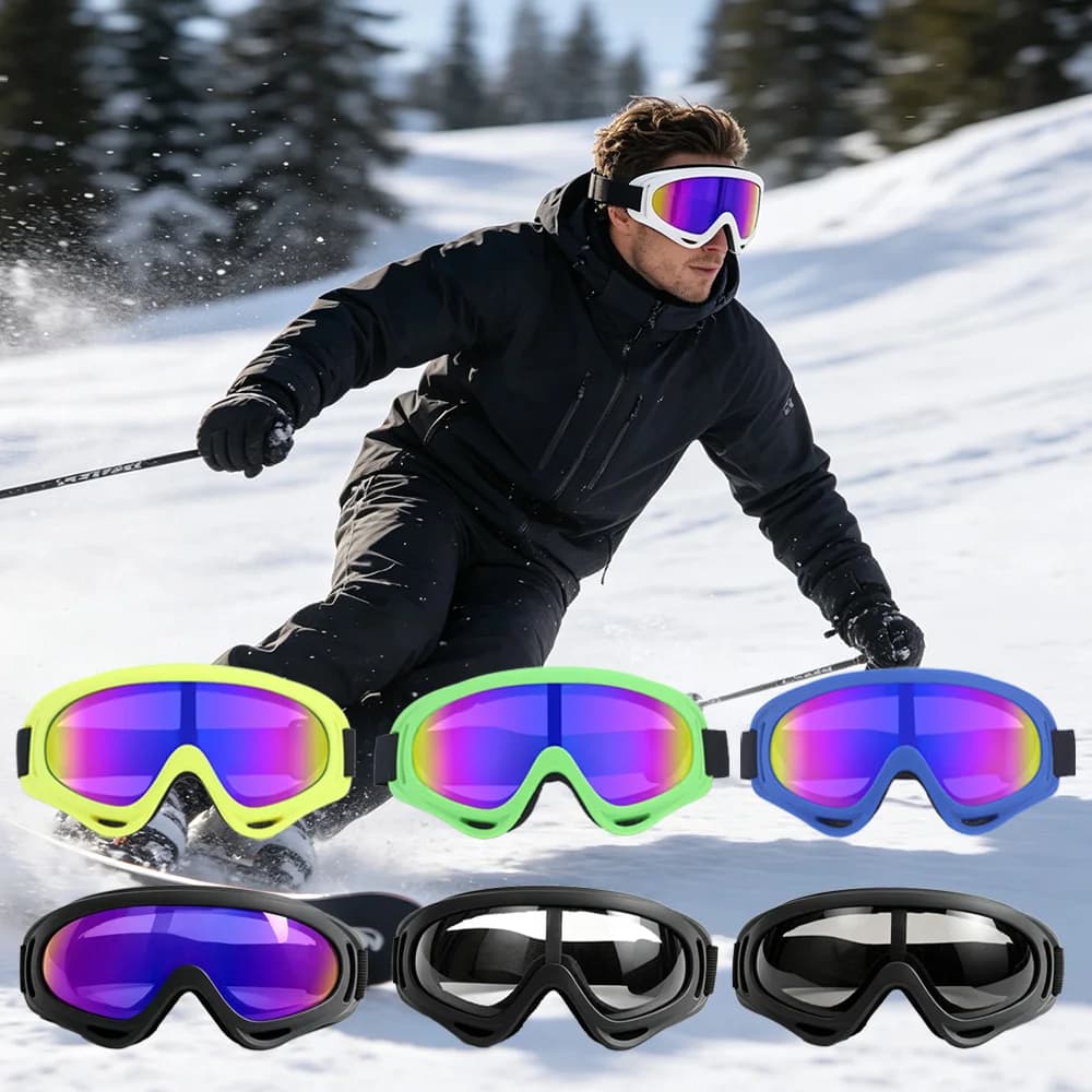 Thick Sponge Anti‑Fog Ski Goggles For Downhill Skiing Snowboarding Motocross Trail Riding Outdoor Training For Adult Riders