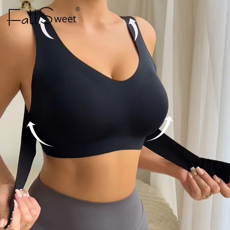 Reggiseno sportivo per la correzione della postura FallSweet da donna Bralette push up senza fili con supporto incrociato sulla schiena per la lingerie modellante quotidiana