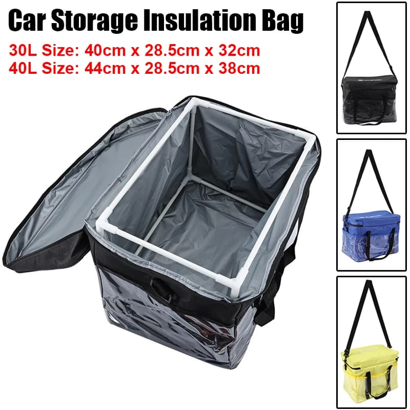 Borsa Termica per Auto 30L/40L, Organizer Multifunzione per Sedile Posteriore, Contenitore Isolante per Bevande e Alimenti, Funzione Riscaldamento/Raffreddamento