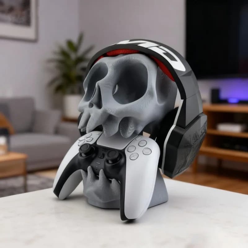 Supporto Creativo a Forma di Teschio per Controller di Gioco 2 in 1, Supporto per Cuffie da Parete e da Scrivania, Organizzazione e Stoccaggio per Esports