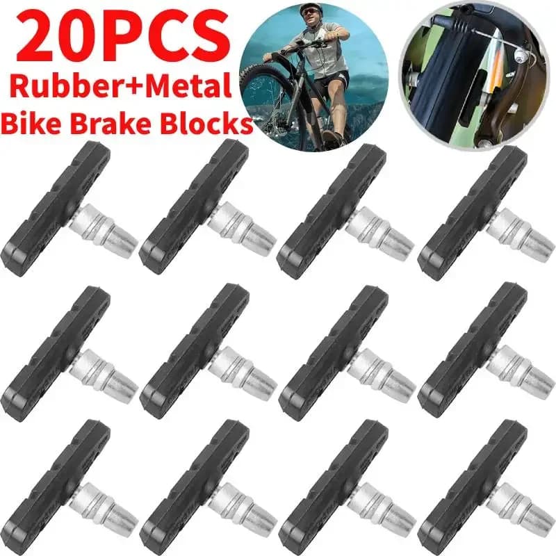 20-1 pz blocco freno per bici da strada di montagna pratico gomma metallo V-Brake ganasce Pad resistente all'usura accessori per freni da bicicletta