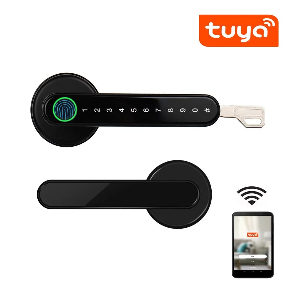 Tuya Smartlife APP Telecomando compatibile Bluetooth Serratura biometrica intelligente per impronte digitali per porta interna in metallo in legno