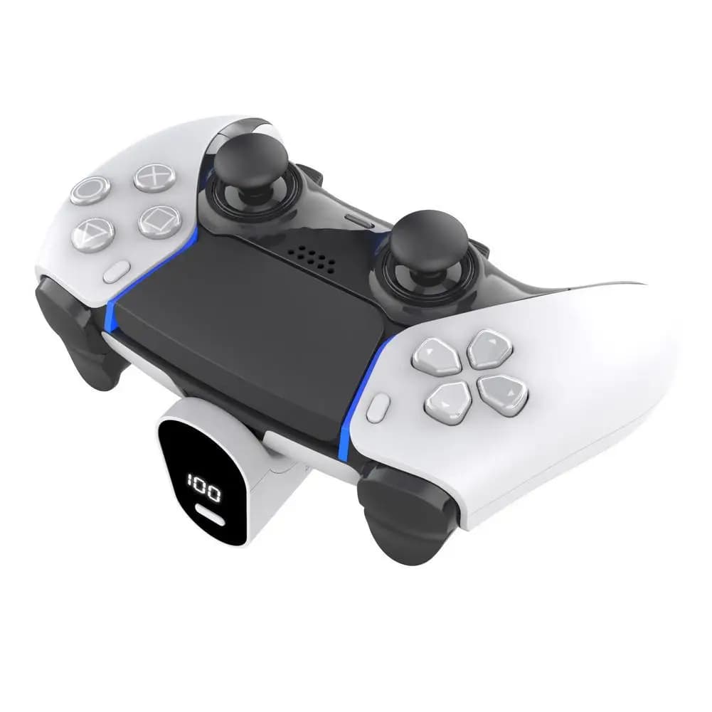 Base di Ricarica per Controller PS5 con Batteria da 2000mAh, USB Tipo C, Display LED, Kit di Ricarica, Accessori per Gaming