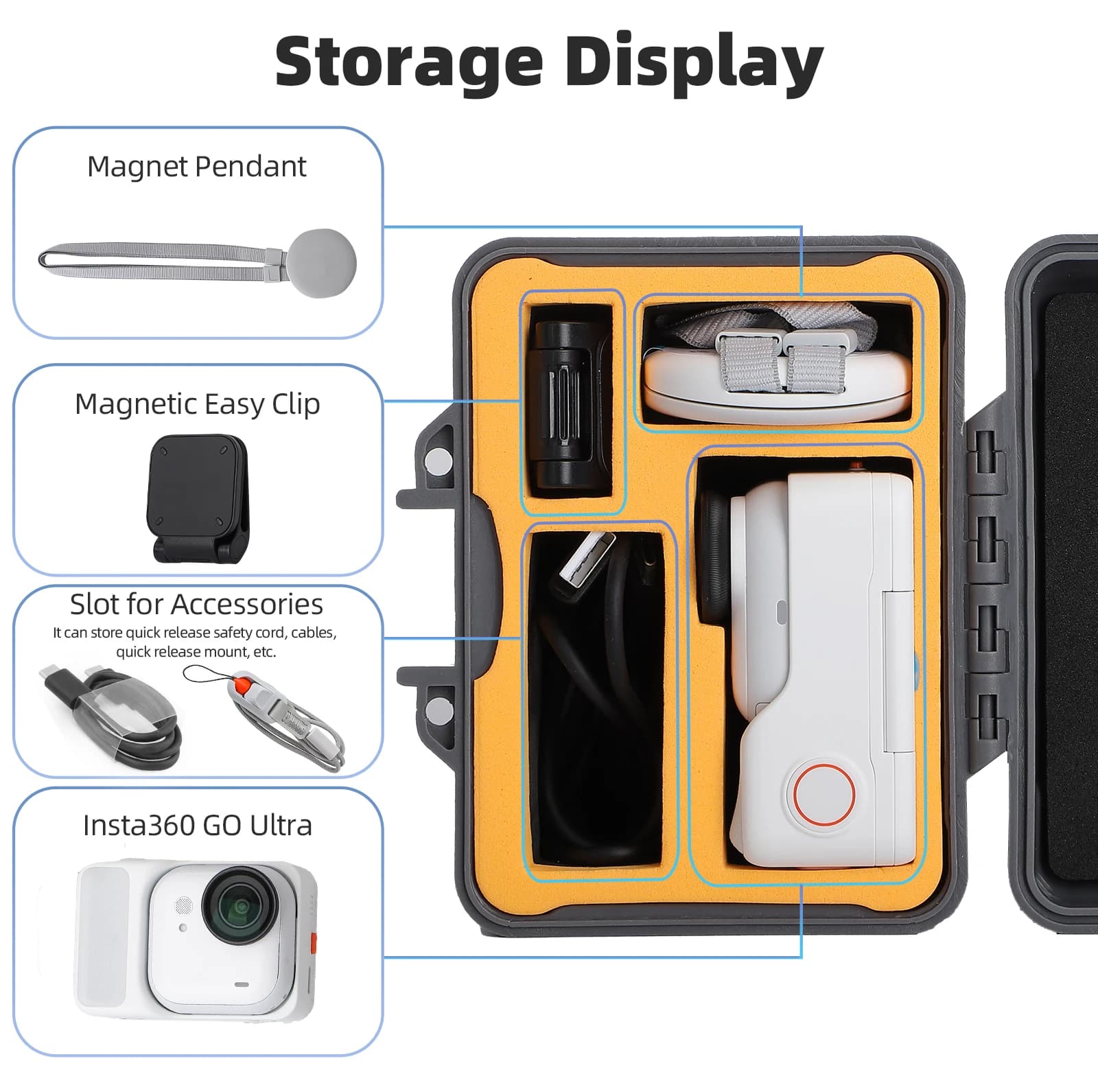 For Insta360 Go Ultra Camera Protector Shockproof Box Outdoor Travel Portable Carrying Case Mini Storage Bag Accessories