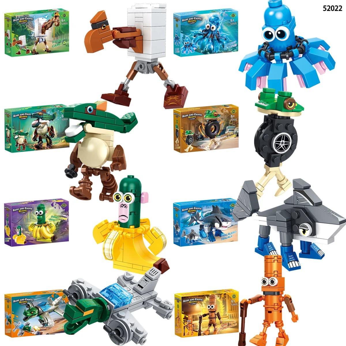 Tung sahur figura del fumetto Blocchi giocattolo tralalero tralala bombarda coccodrillo shimpanzini banane figure Building Blocks Giocattoli