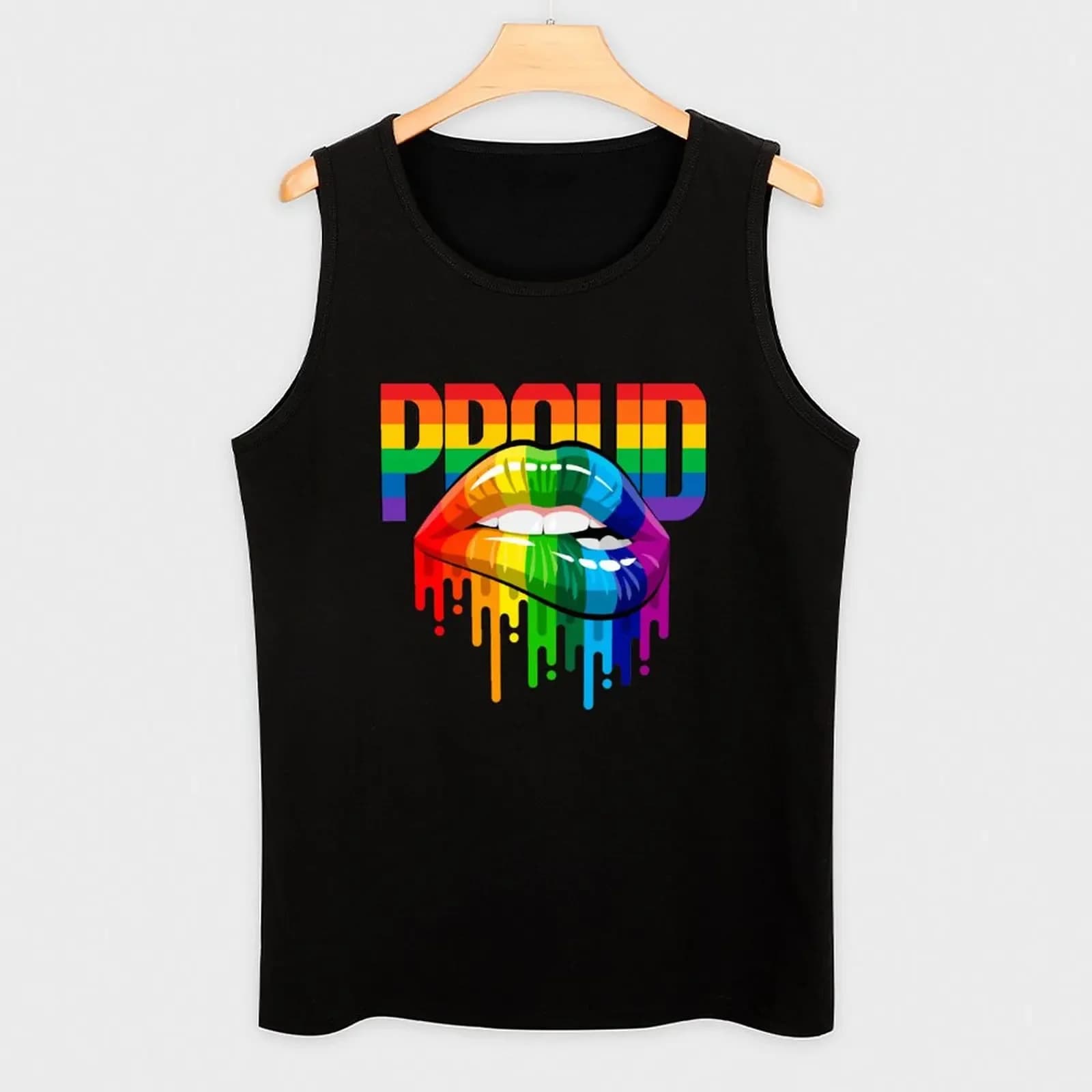 Proud Rainbow Lips Pride Tank Top Abbigliamento maschile T-shirt T-shirt fitness da uomo Abbigliamento da uomo