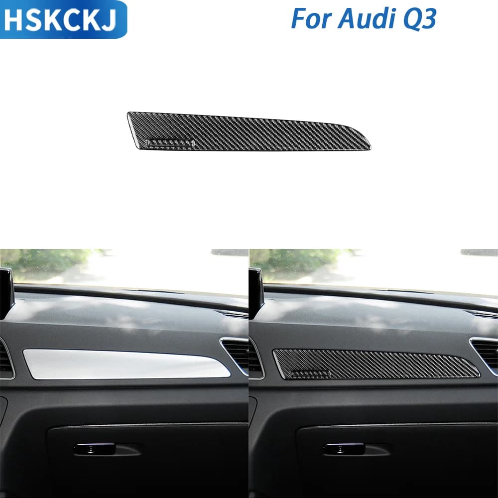 For Audi Q3 2015—2018 Accessories Auto Carbon Fiebr Copilot Decorative Dashboard Paenl Trim Cover Strip Sticker Edit
