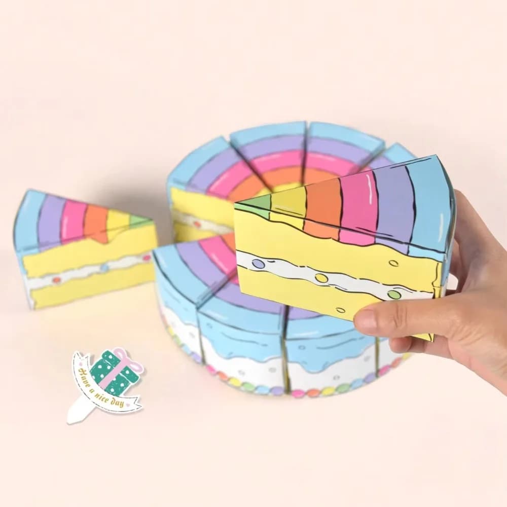 10 Scatole Regalo a Forma di Torta Triangolare in Carta, Confezione Regalo Combinata a Tema Cartone Animato, Scatola per Bomboniere Fai-da-Te per Feste di Compleanno per Bambini