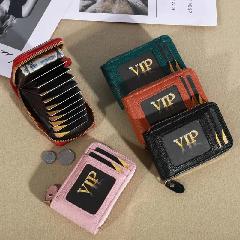 Nuovo portafoglio da uomo Vintage in vera pelle porta carte di credito RFID Blocking Zipper Money Pouch Card Protect Case Pocket Cover