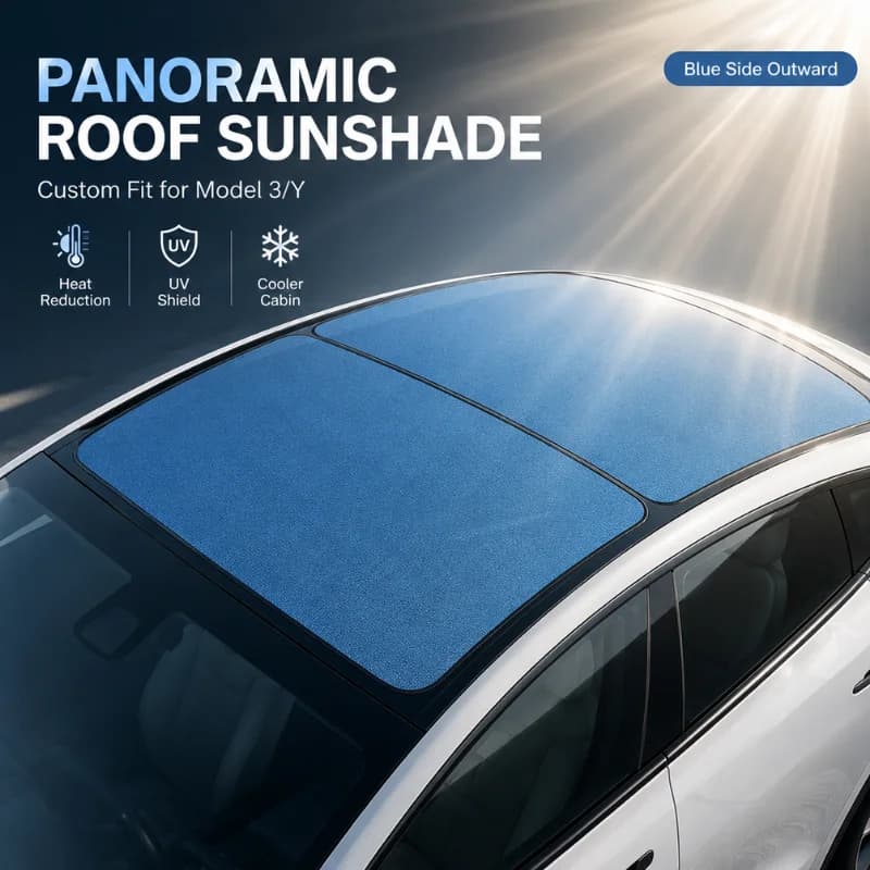 Lcars Car Sunroof Sunshade Curtain Suitable for Tesla New and Old Models Model Y/3 Roof Sunshade Accessories [Blue Ice Crystal Coating] Heat Insulation, Sun Protection, Uv Protection Glass Roof Sunshade